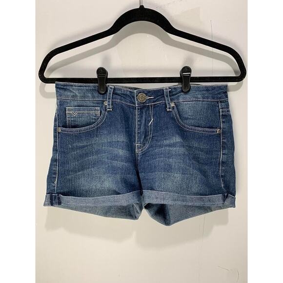 Vigold Womens Denim Shorts Size 3/4 Medium Wash Rolled Hem Classic Style - Picture 1 of 3